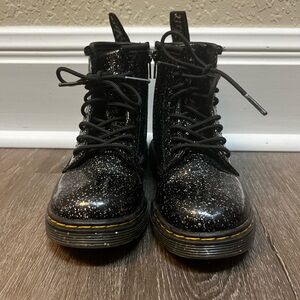 Dr. Martens Black Glitter Kids Boots
